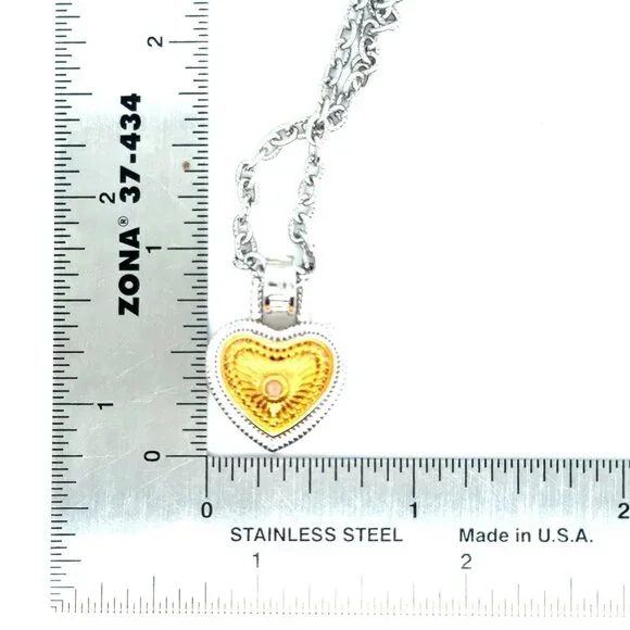 Silver/Gold Heart Necklace (n1) - Picture 7 of 8